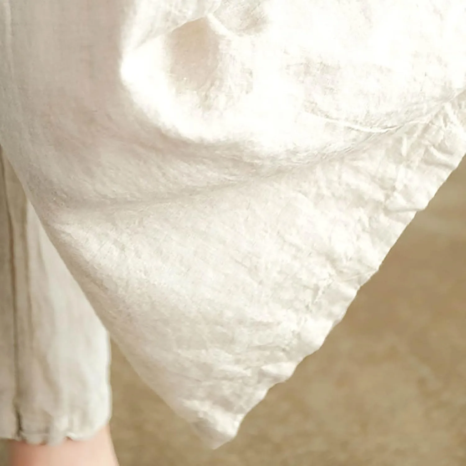 Women's Culottes Linen Wide Leg Cropped Pants Elastic Waist Loose Casual Flowy Palazzo Trousers with Pockets
