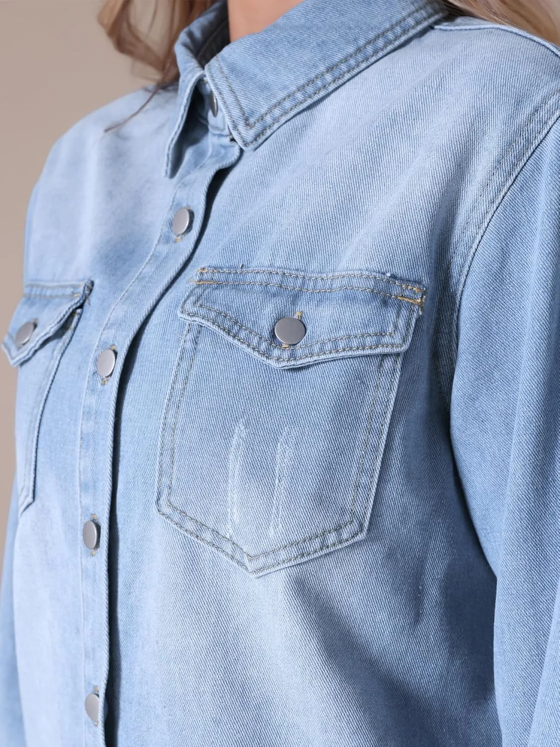Women's Denim Jacket Frayed Hem Long Sleeve Cowgirl Outfits Lightweight Ripped Distressed Jean Jackets
