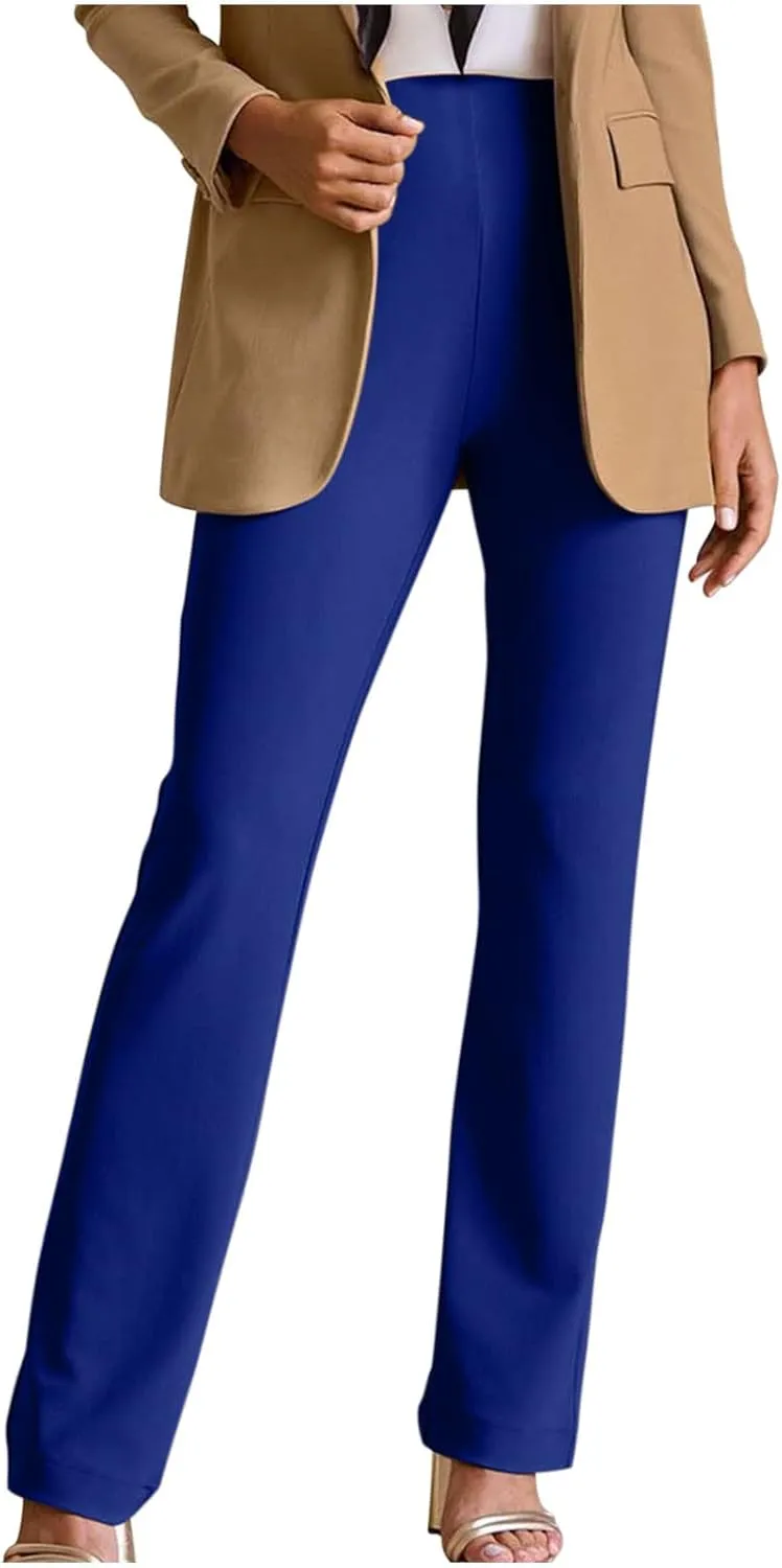 Womens Dress Pants Business Casual Work Pants High Waist Stretchy Bootcut Trousers Dressy Solid Pull On Office Pant