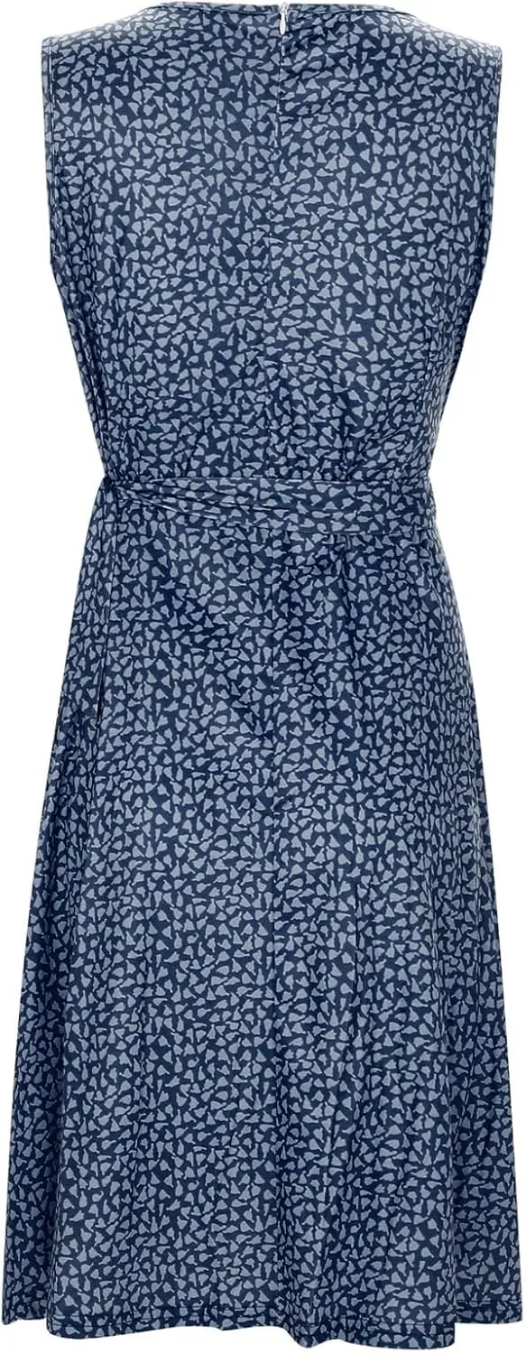 Women's Floral Wrap V Neck Midi Dress A Line Swing Cap Sleeve Midi Dress Multicolour Scoop Neck Mini Dresses