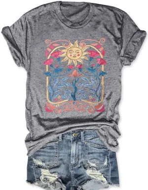Womens Flower T Shirt Vintage Wildflowers Printed Graphic Tee Casual Botanical Short Sleeve