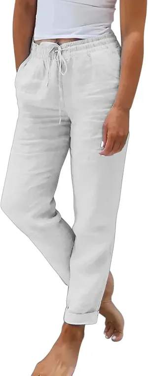 Women's Flowy Wide Leg Pants Winter Flowy Vacation Leggings with Pockets Solid Color Water Resistant