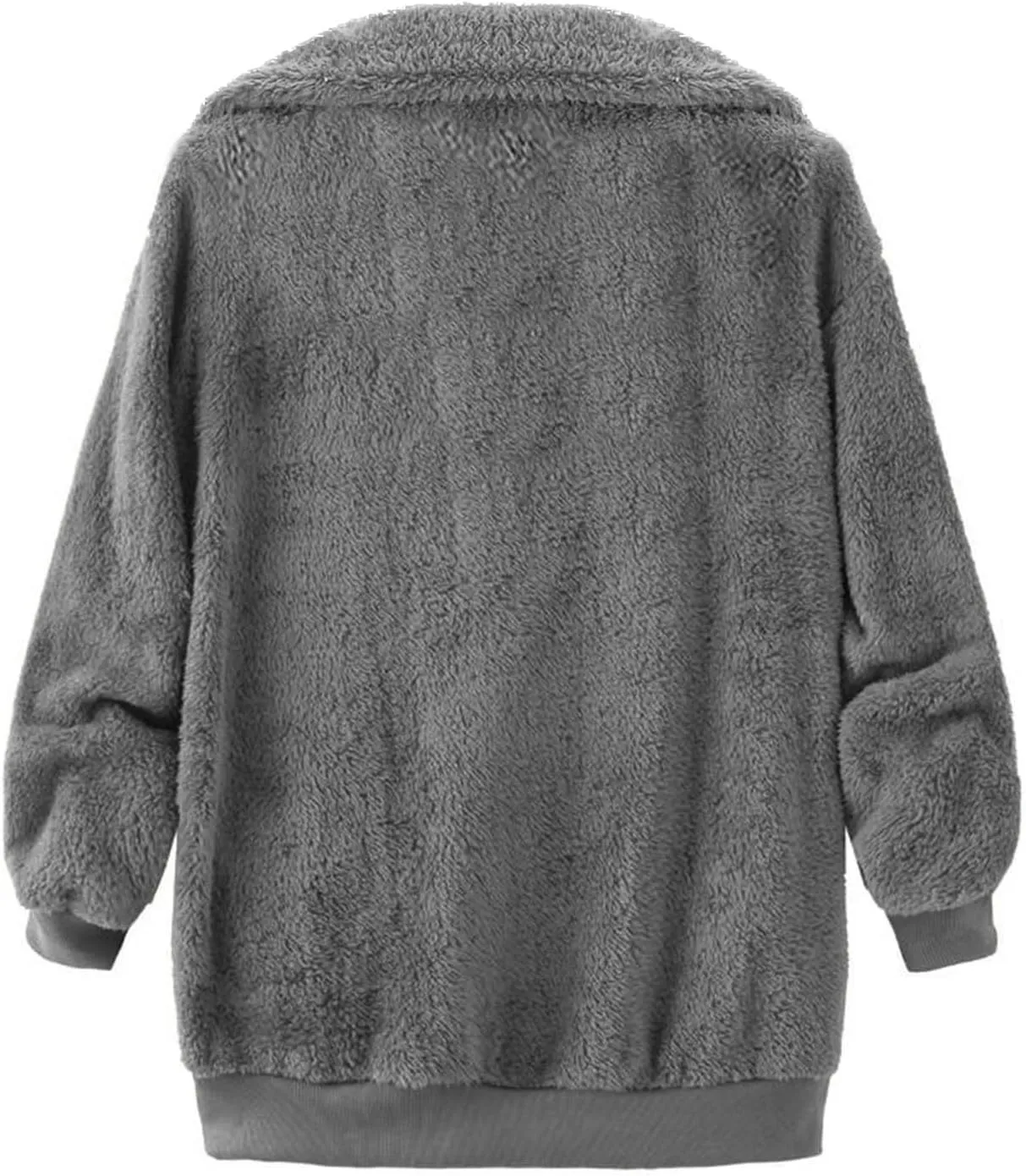 Womens Fuzzy Fleece Open Front Cardigan Jacket Oversized Long Sleeve Lapel Sherpa Warm Teddy Coat With Pockets