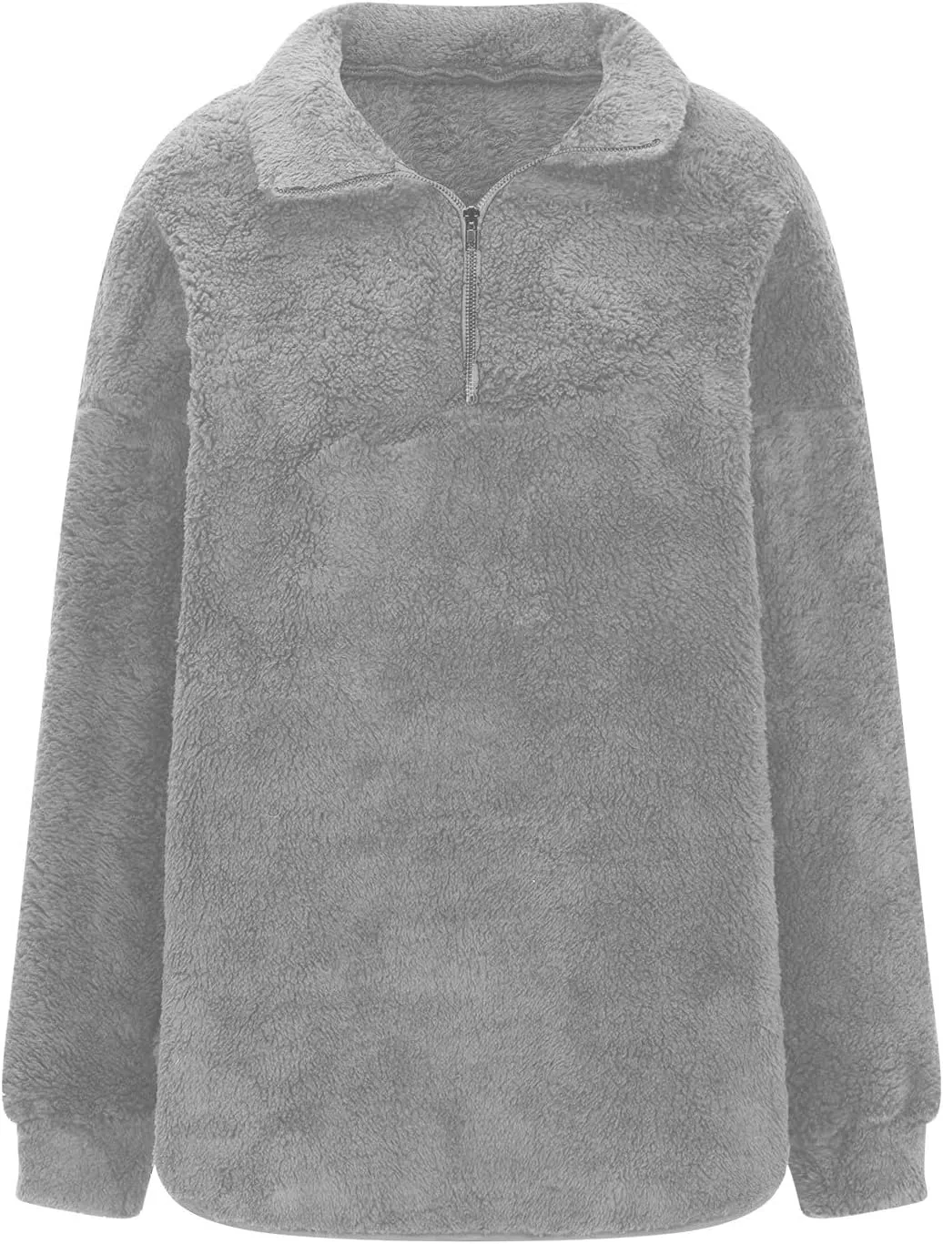 Womens Half Zip Sherpa Pullover Fuzzy Fleece Oversized Sweatshirts Long Sleeve Winter Warm Outerwear With Pockets