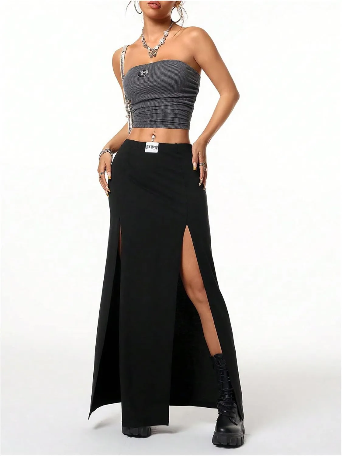 Women's High Slit Maxi Skirt Gothic Renaissance Skirt Flowy Summer Long Skirts