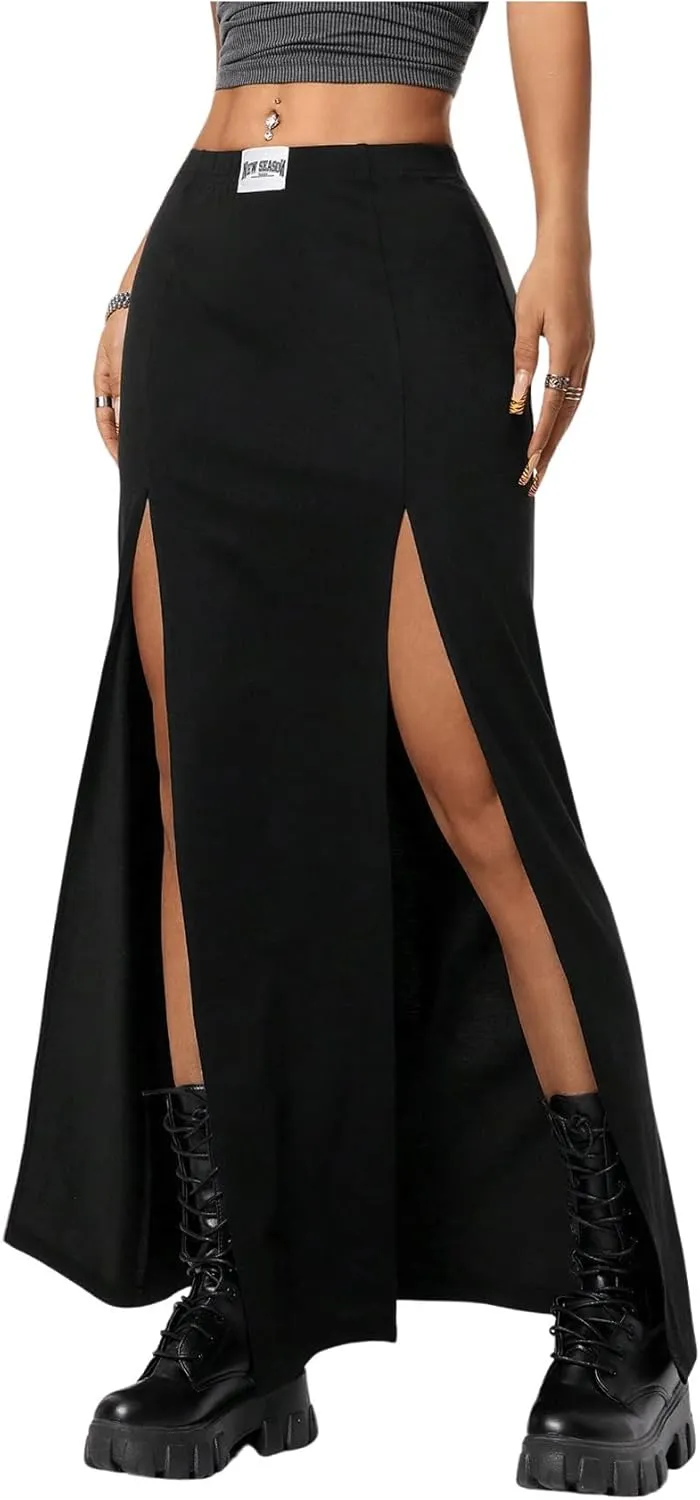 Women's High Slit Maxi Skirt Gothic Renaissance Skirt Flowy Summer Long Skirts