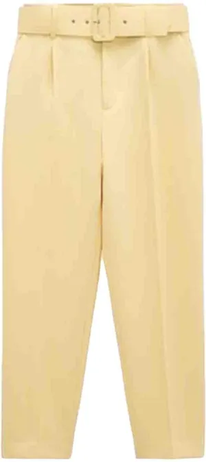 Women's High Waist Slim Fit Cropped Pants Straight Leg Suits Trousers Casual Work Office Slacks Dress Pants with Belt