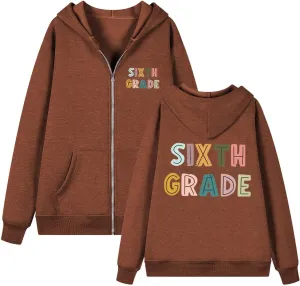 Womens Hoodies Letter Print Drawstring Long Sleeve Hooded Sweatshirt Autumn Casual Coat Zip Up Jackets with Pocketes