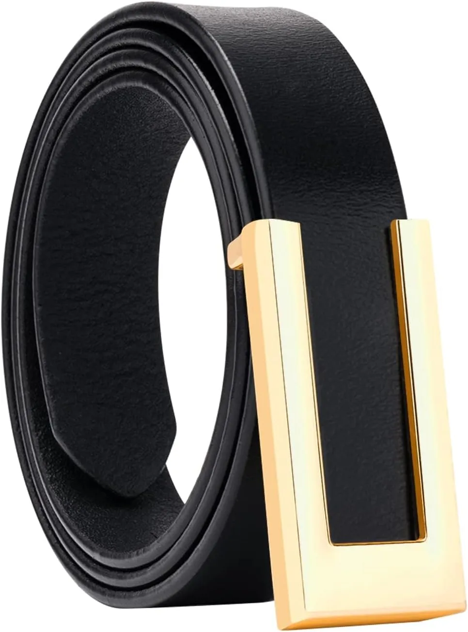 Womens Leather Belt Skinny Waist Belt for Dresses Jeans Pants with Gold Buckle