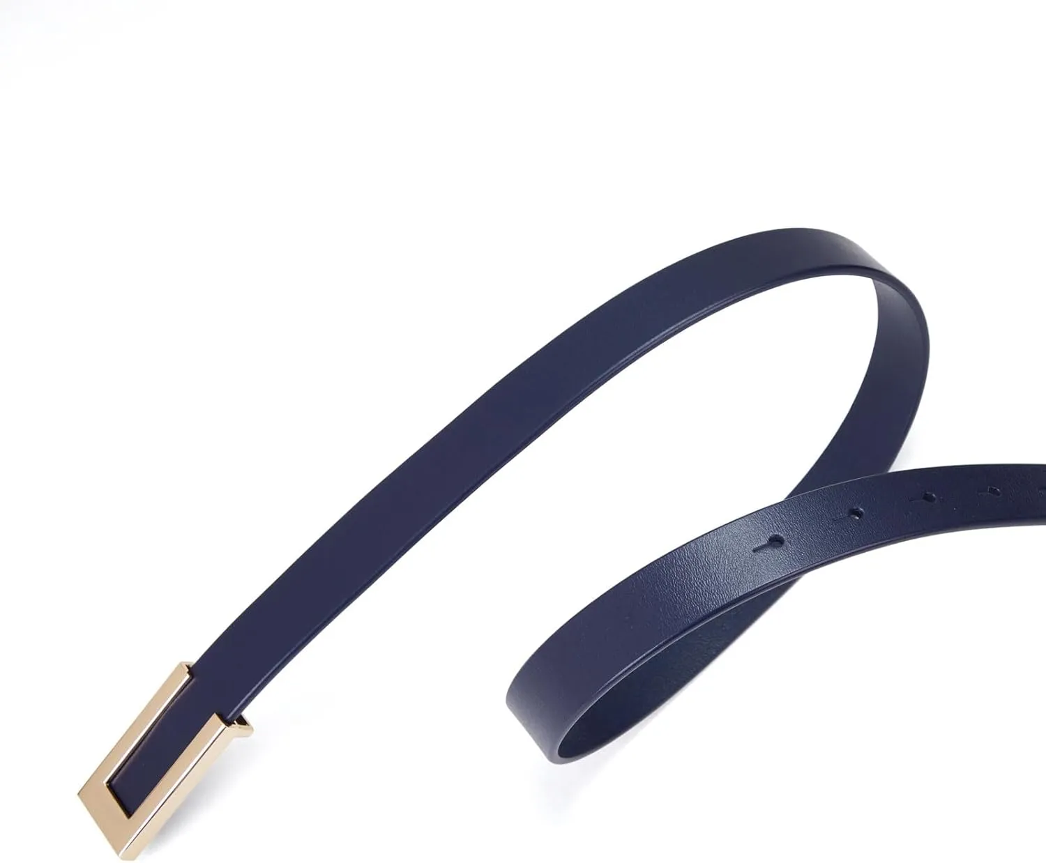 Womens Leather Belt Skinny Waist Belt for Dresses Jeans Pants with Gold Buckle