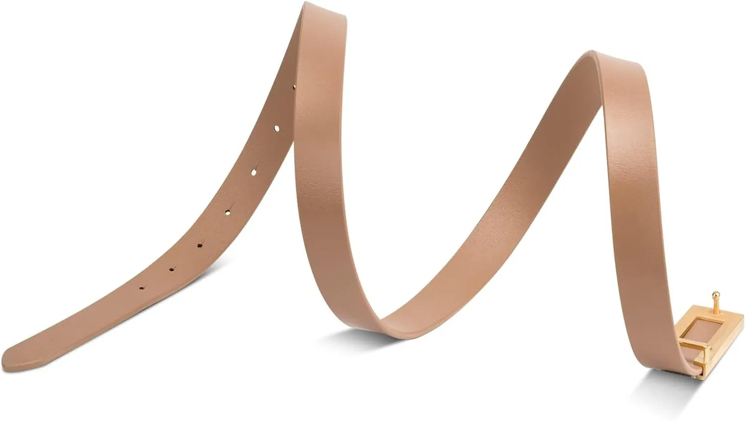 Womens Leather Belt Skinny Waist Belt for Dresses Jeans Pants with Gold Buckle