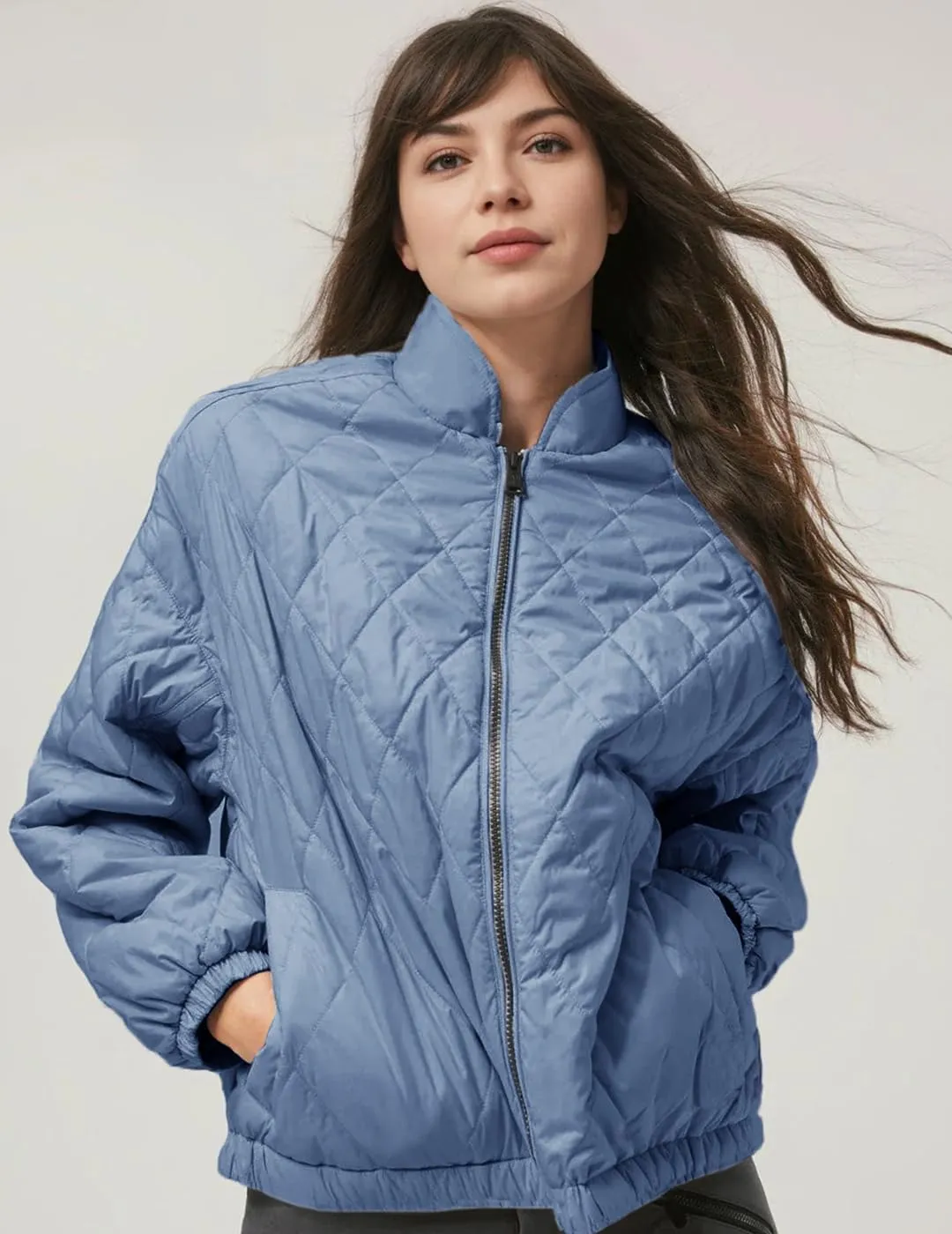 Women's Light Weight Short Down Jacket Long Sleeve Cropped Coat Water-Resistant Puffer Jacket Outwear