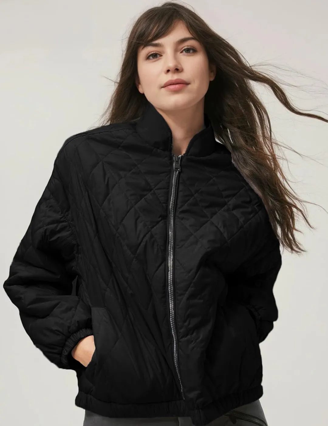 Women's Light Weight Short Down Jacket Long Sleeve Cropped Coat Water-Resistant Puffer Jacket Outwear
