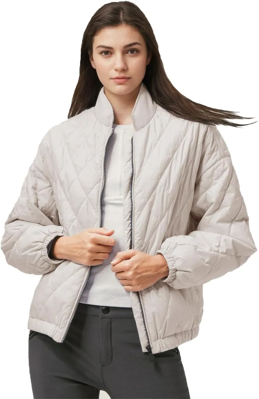 Women's Light Weight Short Down Jacket Long Sleeve Cropped Coat Water-Resistant Puffer Jacket Outwear