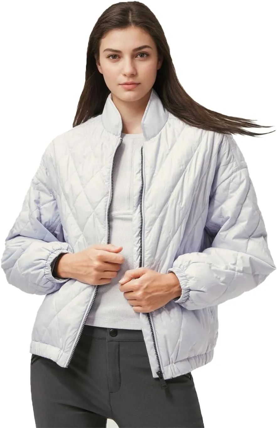 Women's Light Weight Short Down Jacket Long Sleeve Cropped Coat Water-Resistant Puffer Jacket Outwear