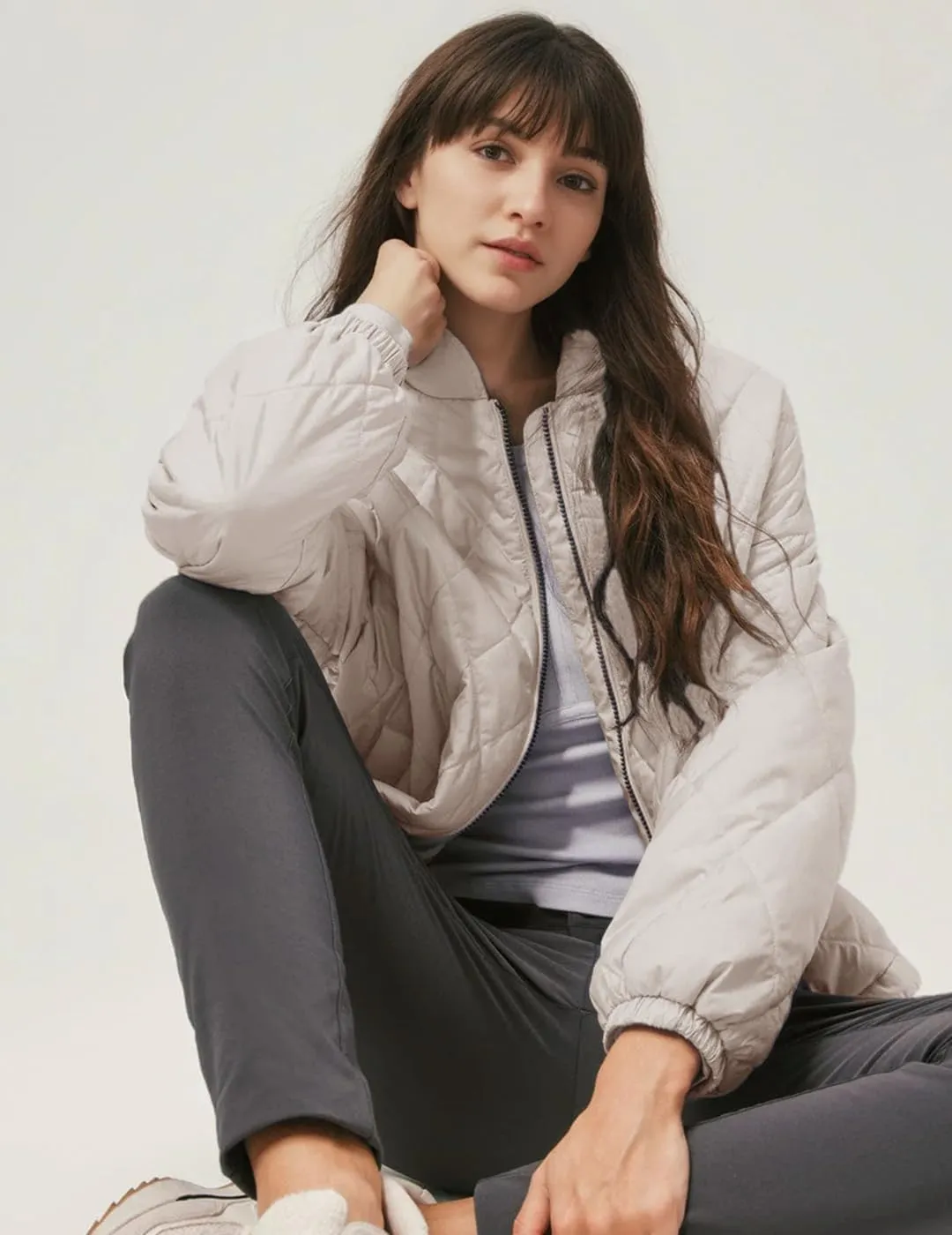 Women's Light Weight Short Down Jacket Long Sleeve Cropped Coat Water-Resistant Puffer Jacket Outwear