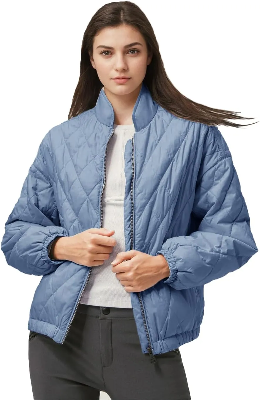 Women's Light Weight Short Down Jacket Long Sleeve Cropped Coat Water-Resistant Puffer Jacket Outwear