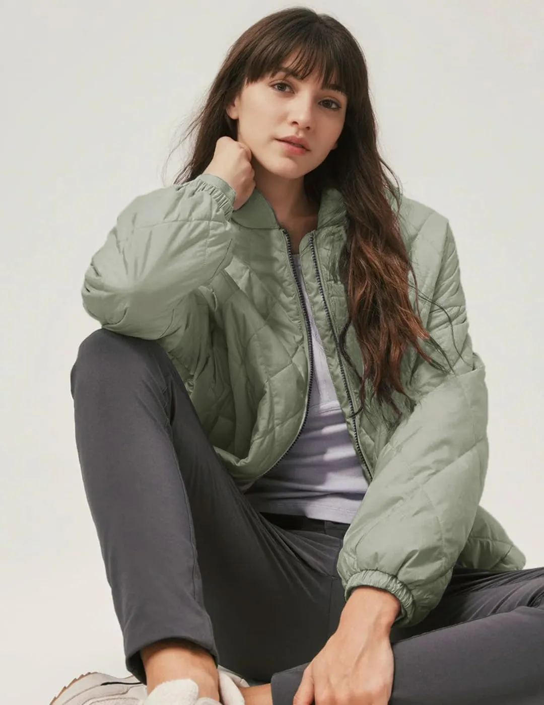 Women's Light Weight Short Down Jacket Long Sleeve Cropped Coat Water-Resistant Puffer Jacket Outwear