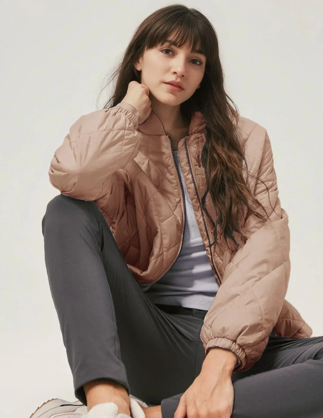 Women's Light Weight Short Down Jacket Long Sleeve Cropped Coat Water-Resistant Puffer Jacket Outwear
