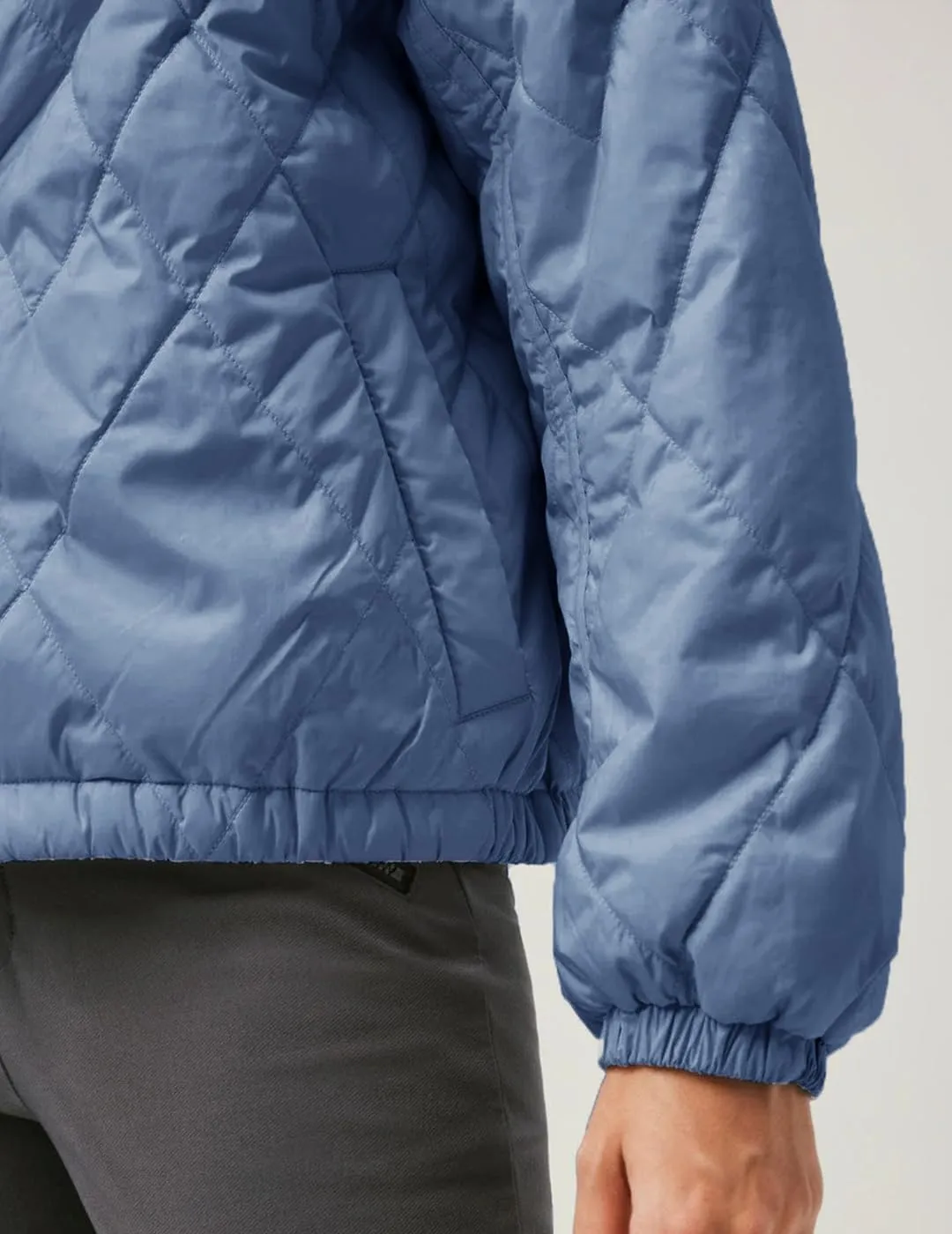 Women's Light Weight Short Down Jacket Long Sleeve Cropped Coat Water-Resistant Puffer Jacket Outwear
