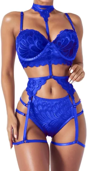 Women's Lingerie Sexy Teddy Babydolls Embroidery Lace Trim Crochet Tights Nightwear Rave Outfits