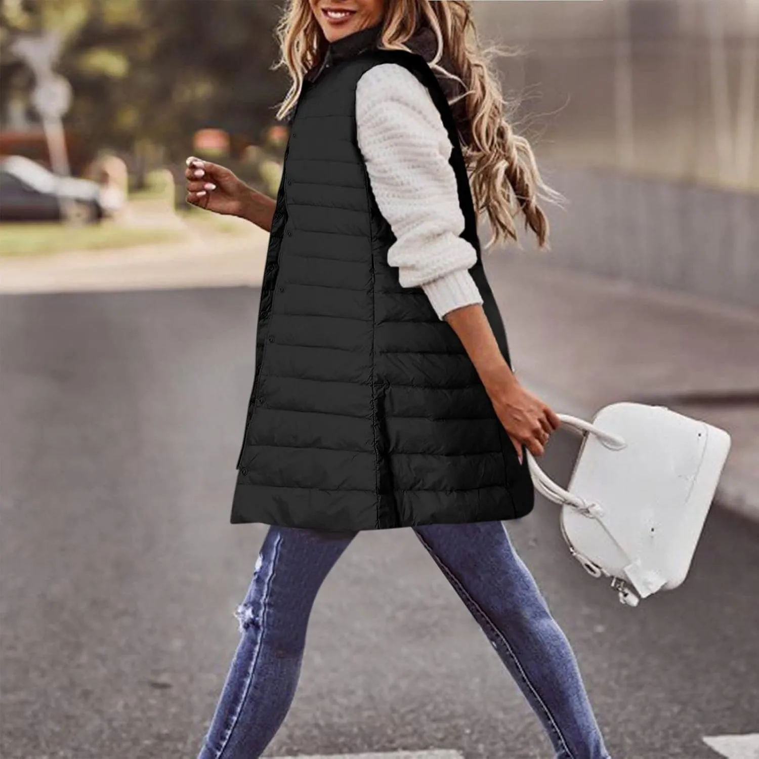 Women's Long Winter Vest Thin And Light Down Coat Casual Down Coat Slim Quilted plus Size Snow Suits for