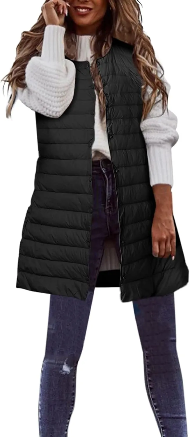 Women's Long Winter Vest Thin And Light Down Coat Casual Down Coat Slim Quilted plus Size Snow Suits for