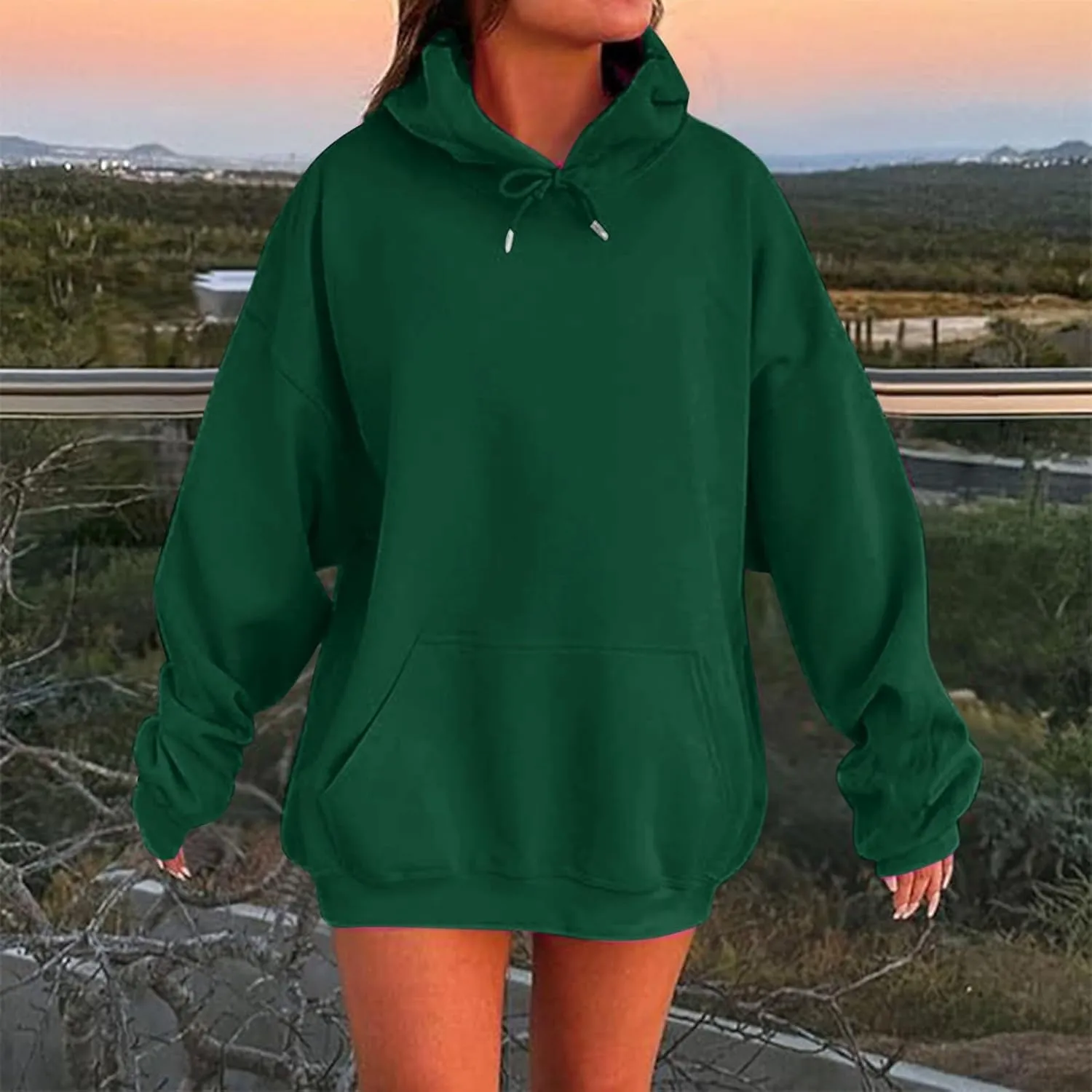 Womens Oversized Hoodies Fleece Sweatshirts Long Sleeve Fleece Sweater Pocket Pullover Fall Outfit Winter Fashion Y2k Clothes