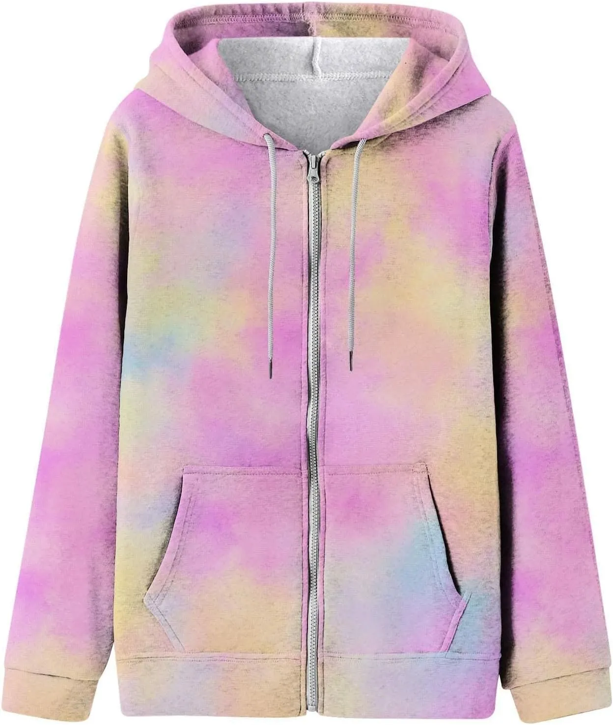 Womens Oversized Hoodies Floral Butterfly Print Full Zip Long Sleeve Fall Sweatshirt Workout Drawstring Jackets with Pockets