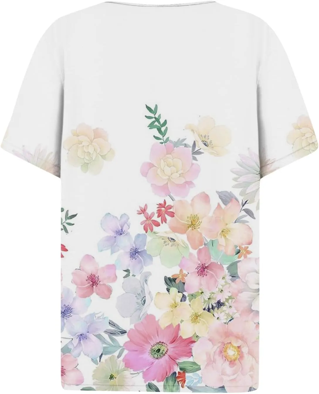 Womens Polo Shirts Short Sleeve Oversized V-Neck Pullover Printed Casual Shirt Top Loose Trendy Button Down T Shirt