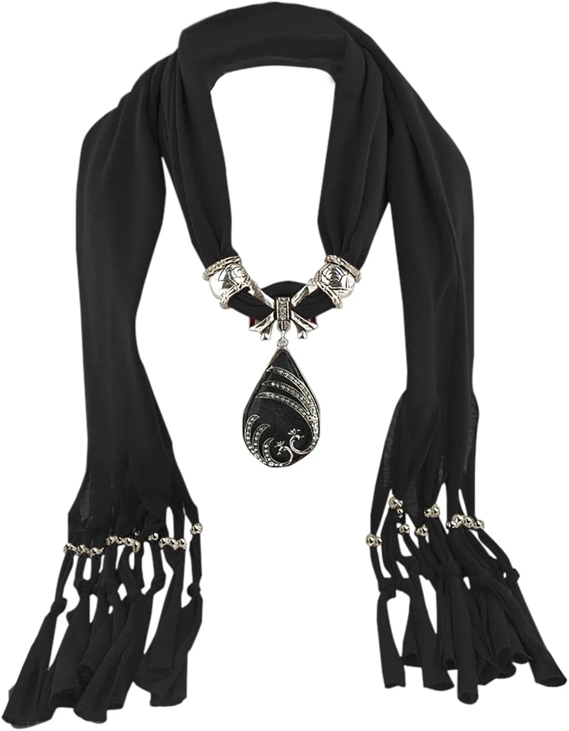 Womens Scarf Waterdrop Pendant Necklace Pendant Jewelry Polyester Shawl Scarves Ladies Soft Winter Infinity Scarves