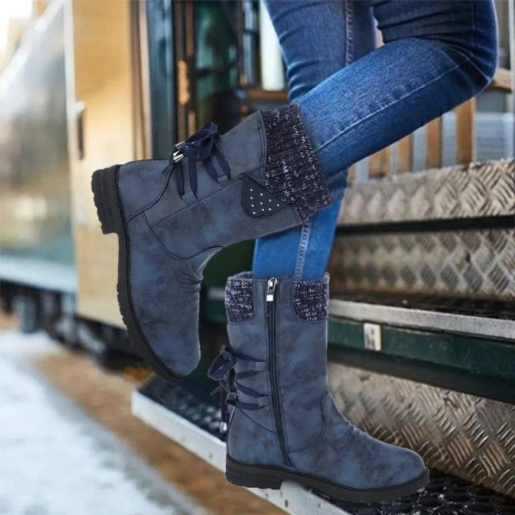 Women's Snow Boots Waterproof Size 12 Womens Tall Snow Boots Waterproof Wide Calf Winter Boots for Women Plus Size Outdoor Boots Women Slip on Tall Winter Boots for Women Fashion