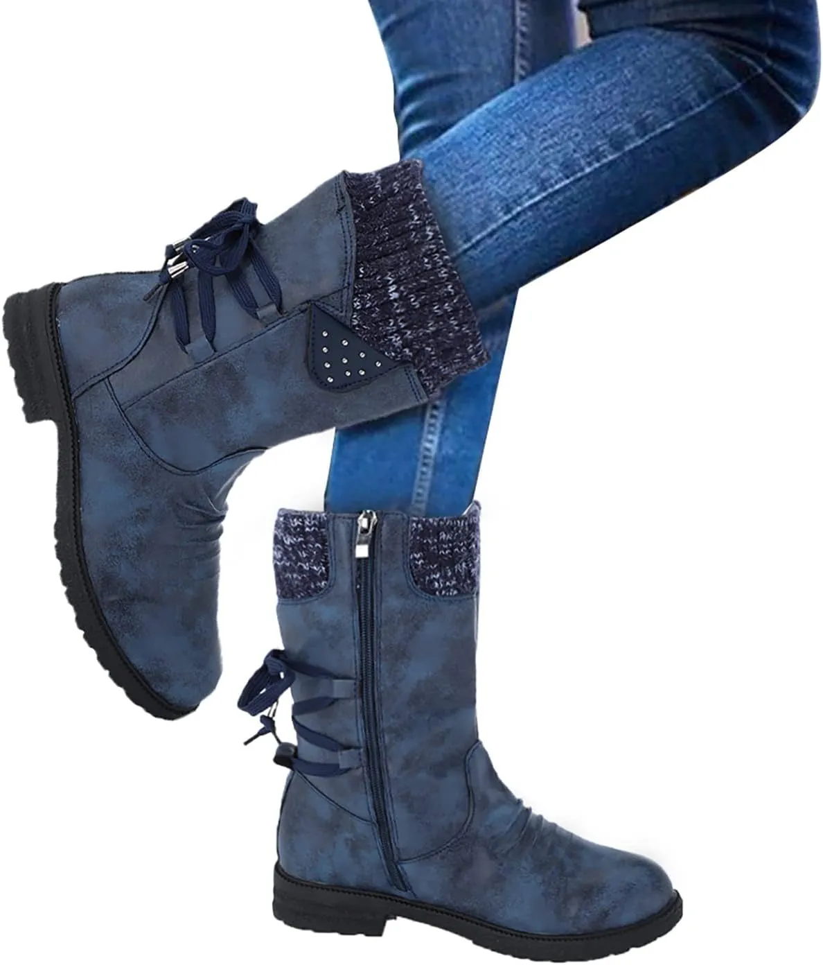 Women's Snow Boots Waterproof Size 12 Womens Tall Snow Boots Waterproof Wide Calf Winter Boots for Women Plus Size Outdoor Boots Women Slip on Tall Winter Boots for Women Fashion