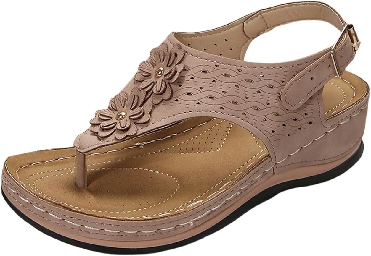 Women's Spring Summer And Autumn Wedge Sandals With Flower Clips Wedge Heels Beach Fisherman Sandals for Women Heel