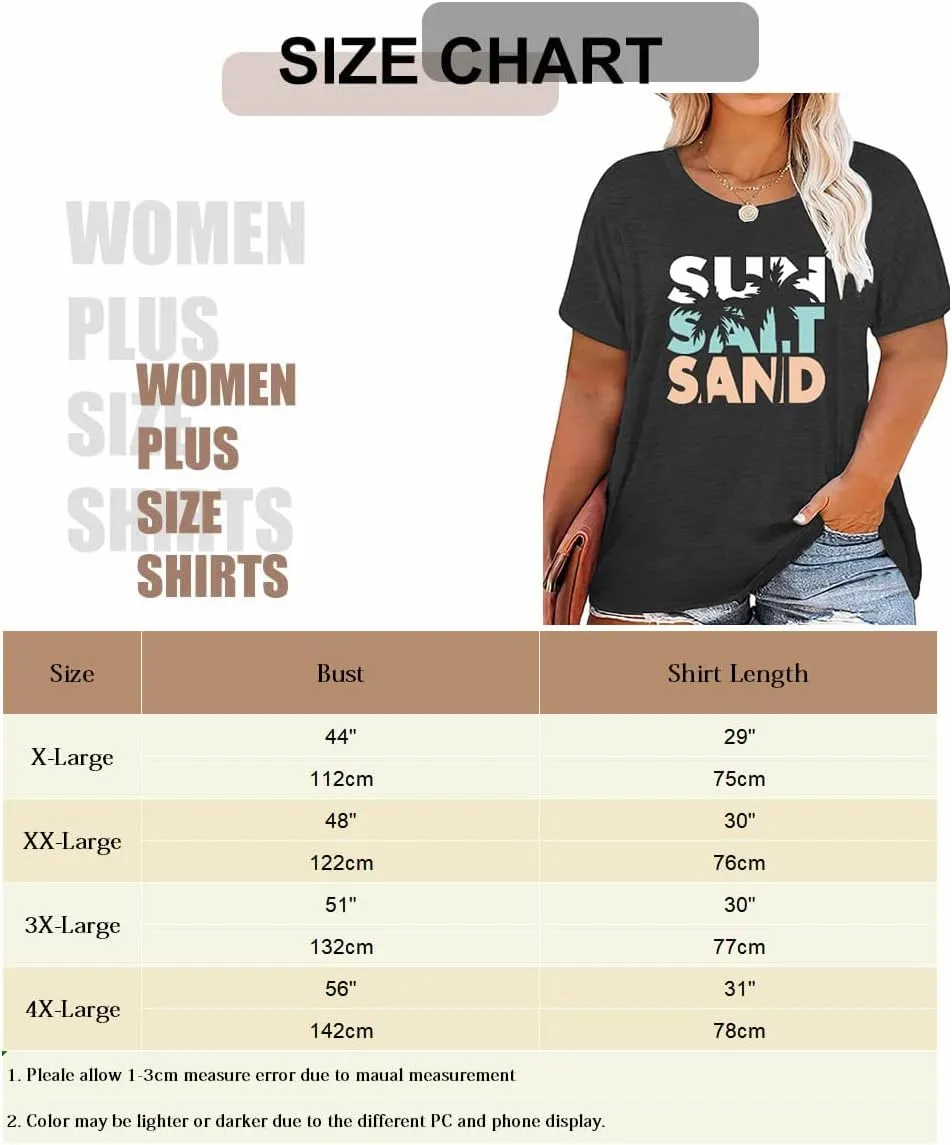 Women's Summer Plus Size Beach Vacation Printed Short Sleeve Round Neck Casual Top