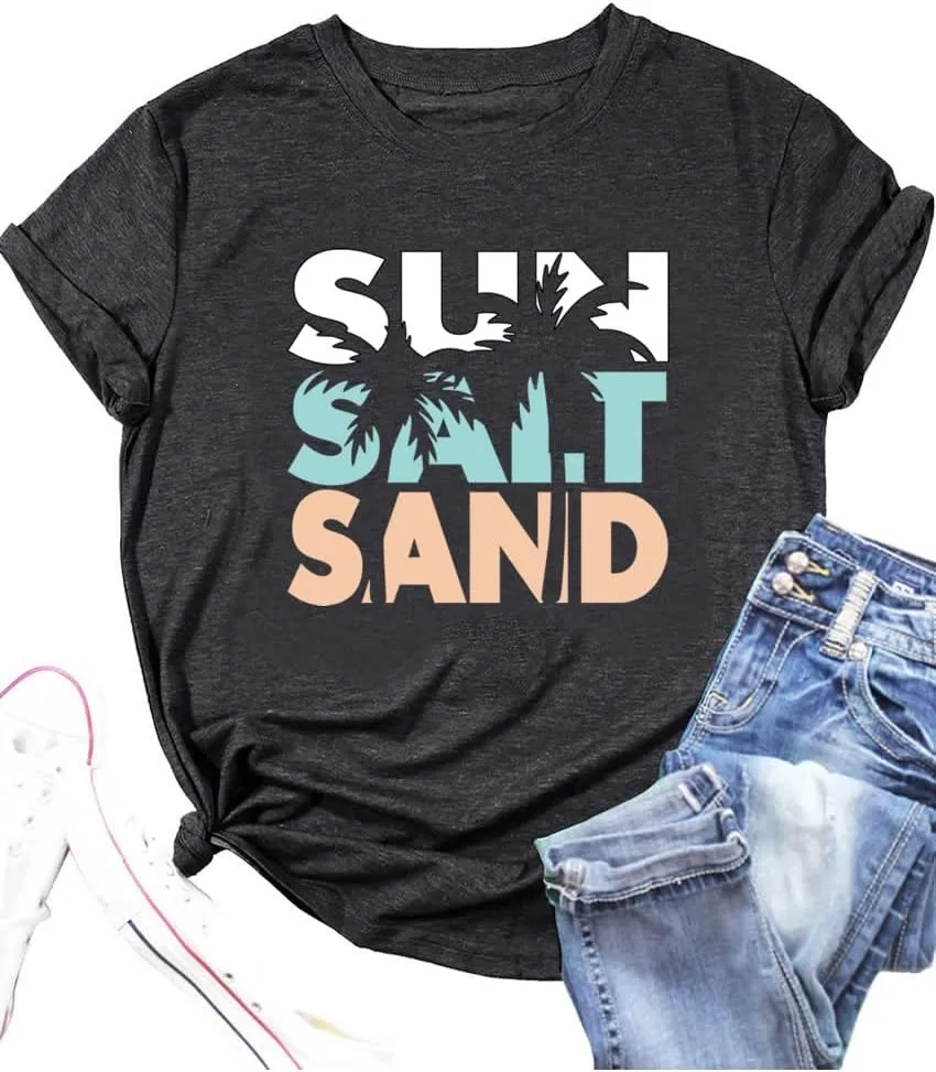 Women's Summer Plus Size Beach Vacation Printed Short Sleeve Round Neck Casual Top