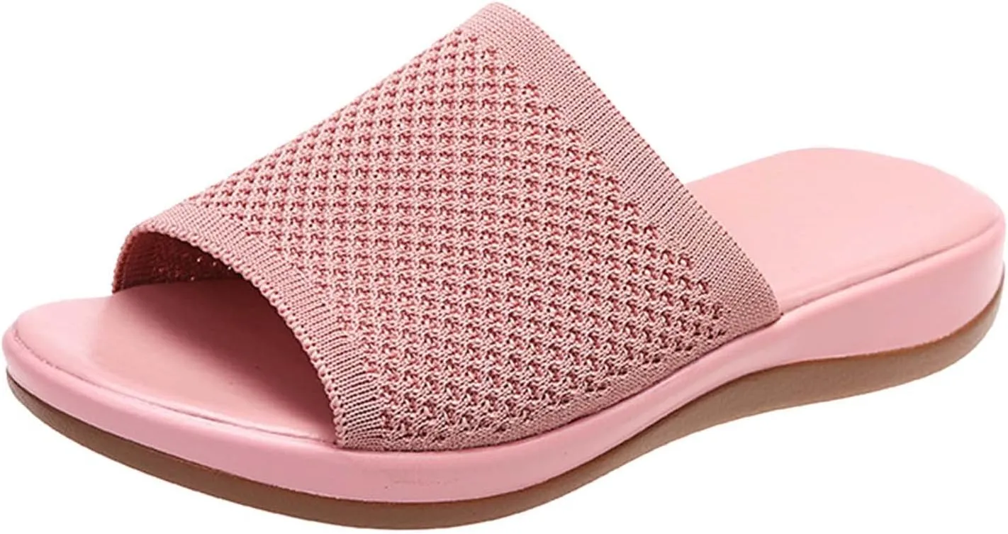 Womens Summer Sandals Flat Slides Dressy Comfortable Slip On Leather Open Toe Beach Raffia Espadrille Adjustable Strap Casual