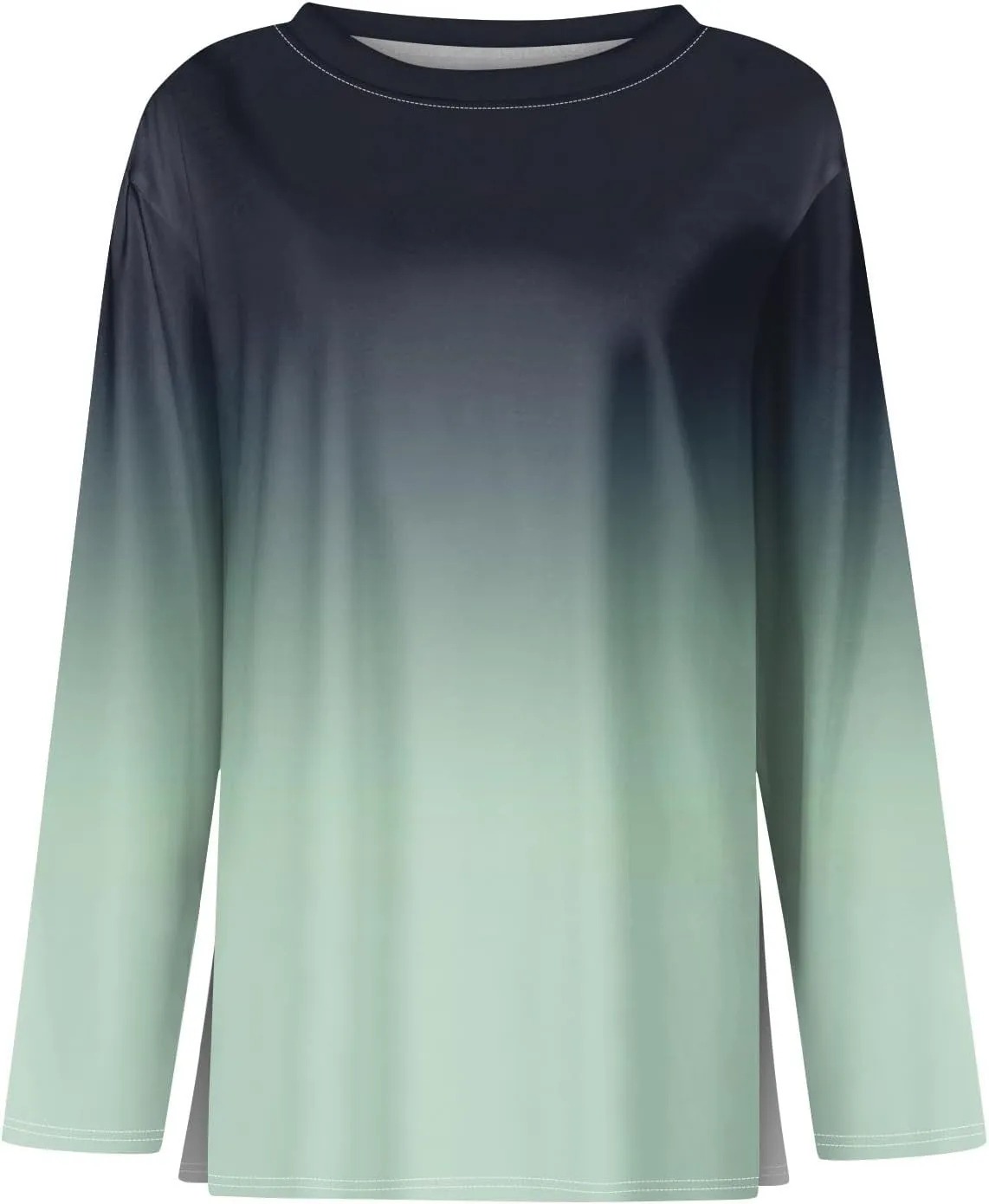 Women's Tops Long Sleeve Spring Shirts 2025 Trendy Loose Fit Crew Neck Floral Print Dressy Blouses