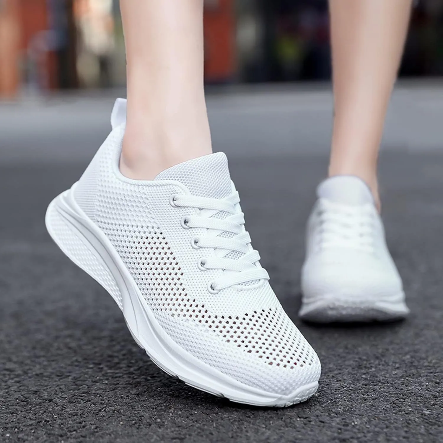 Women's Walking Shoes Lace Up Mesh Lightweight Tennis Fashion Sneakers Sports Workout Gym Shoes for Running Jogging Bowling