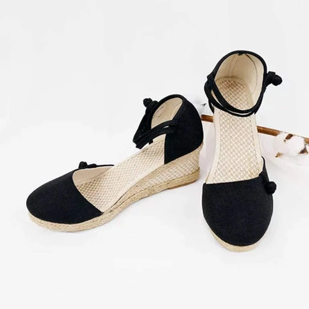 Womens Wedges Sandals Espadrilles Platform Closed Open Toe Ankle Strap Summer Casual Lace Up Low Heel 2025 Beach Dress Shoes