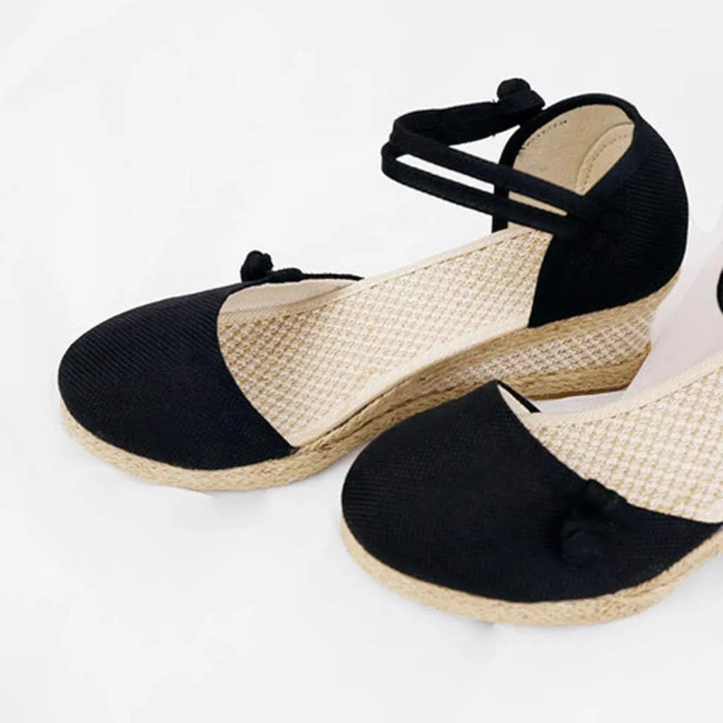 Womens Wedges Sandals Espadrilles Platform Closed Open Toe Ankle Strap Summer Casual Lace Up Low Heel 2025 Beach Dress Shoes