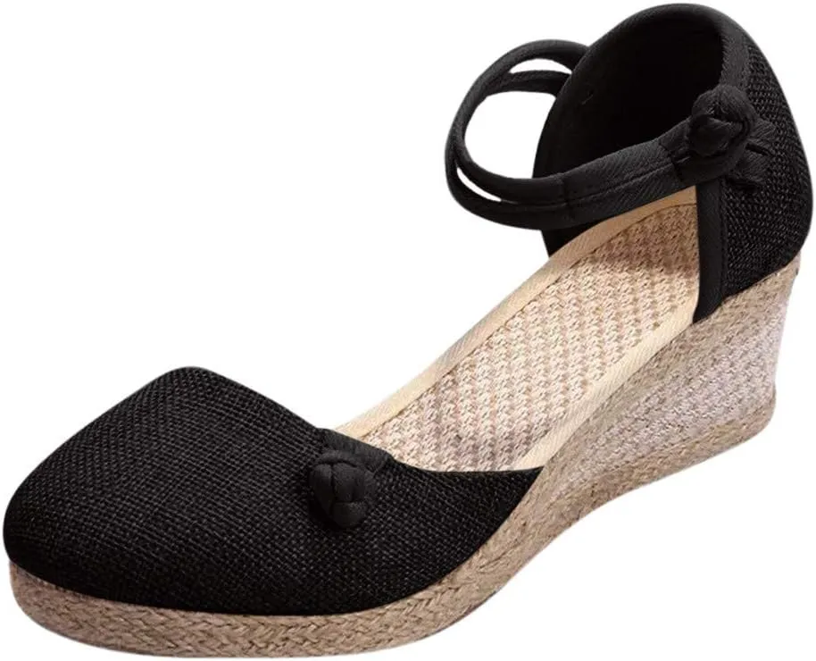 Womens Wedges Sandals Espadrilles Platform Closed Open Toe Ankle Strap Summer Casual Lace Up Low Heel 2025 Beach Dress Shoes