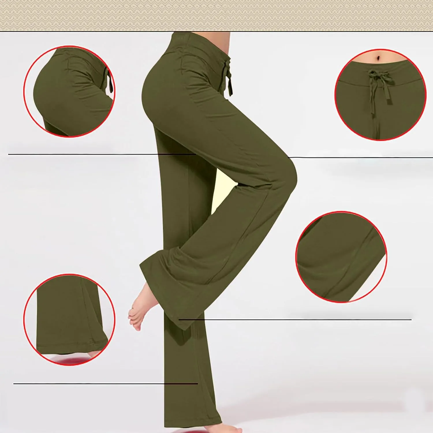 Womens Wide Leg Yoga Pants High Waist Tummy Control Loose Comfy Lounge Trousers Drawstring Workout Leggings