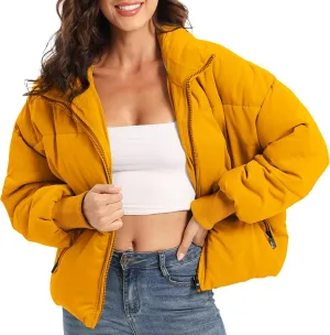 Womens Winter Baggy Zip Puffer jackets Short Down Jacket Coat