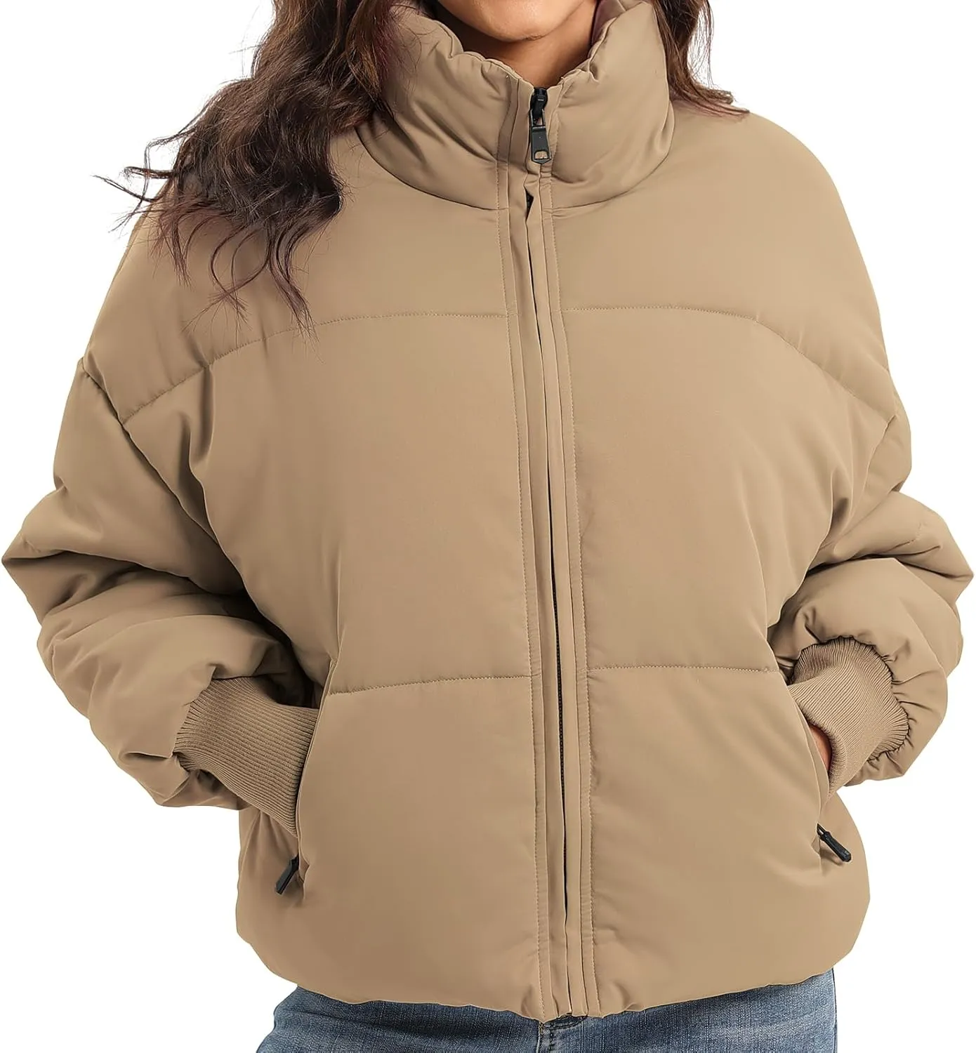 Womens Winter Baggy Zip Puffer jackets Short Down Jacket Coat