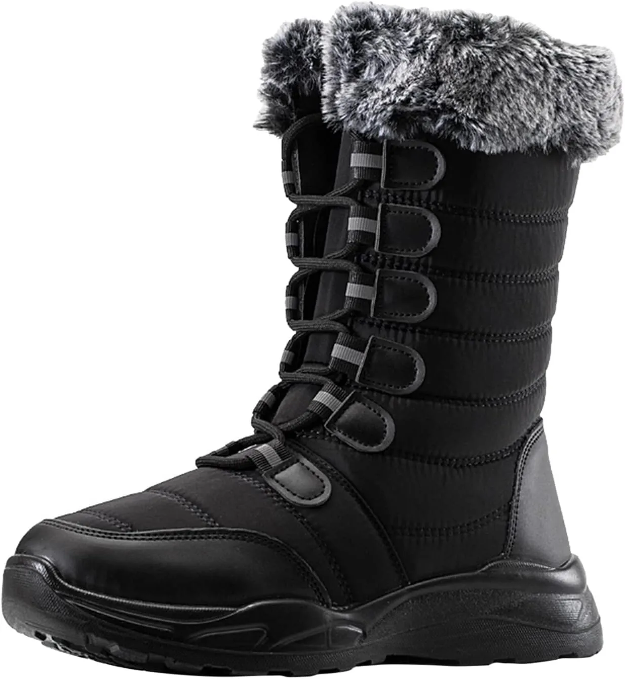 Women's Winter Boots Waterproof Tall Women's Winter Boots Waterproof Non Slip All Black Boots for Winter Snowboots Womens Extra Wide Width Winter Boots