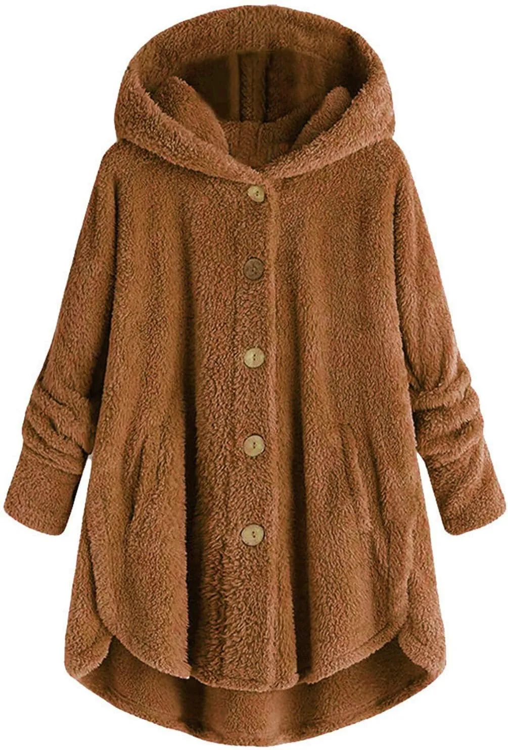 Womens Winter Jacket Coats Button Hem Plus Size Hoodie Top Sweater Blouse Thermal Sweatshirt Outerwear Women Winter