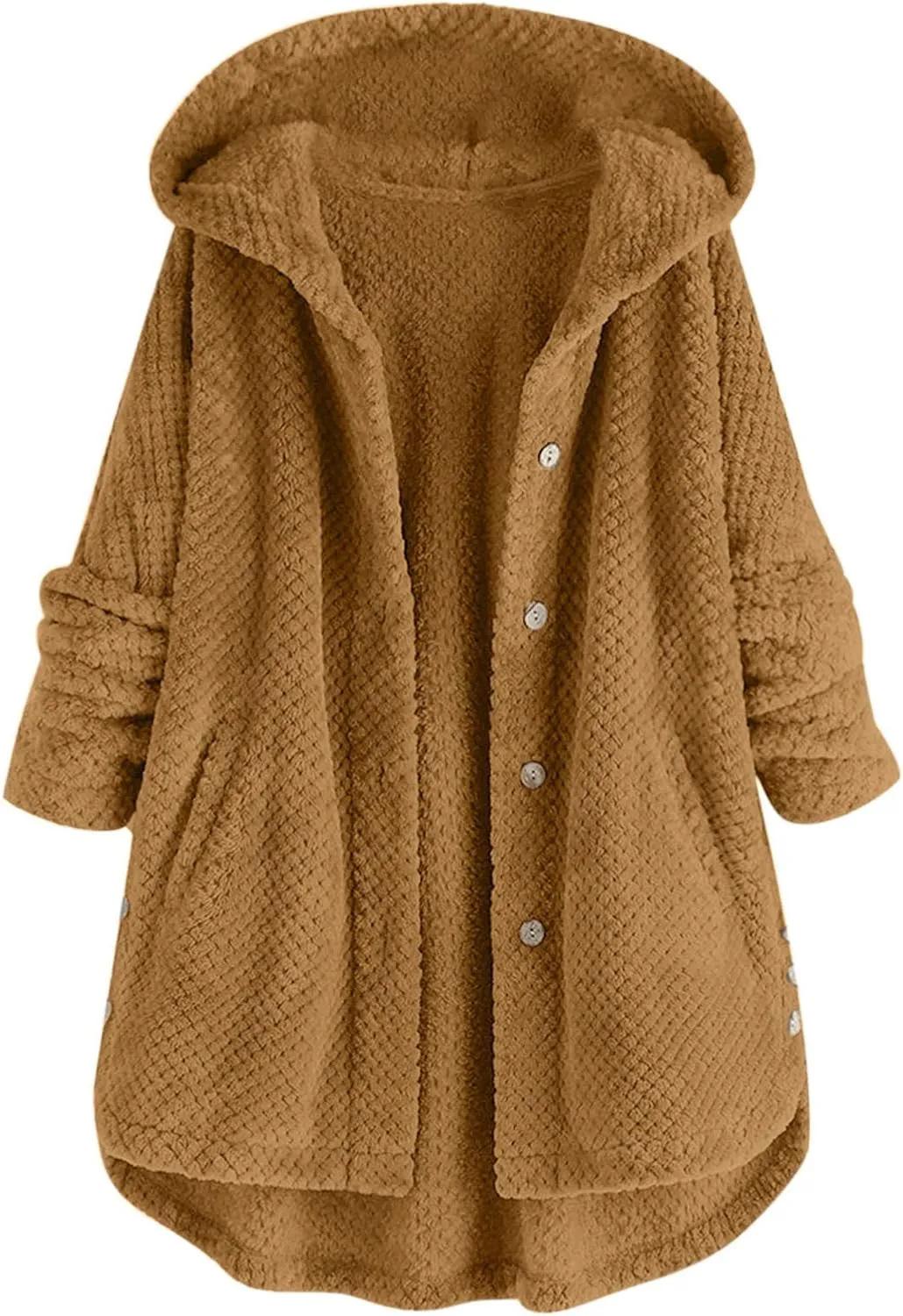 Womens Winter Jacket Coats Button Hem Plus Size Hoodie Top Sweater Blouse Thermal Sweatshirt Outerwear Women Winter