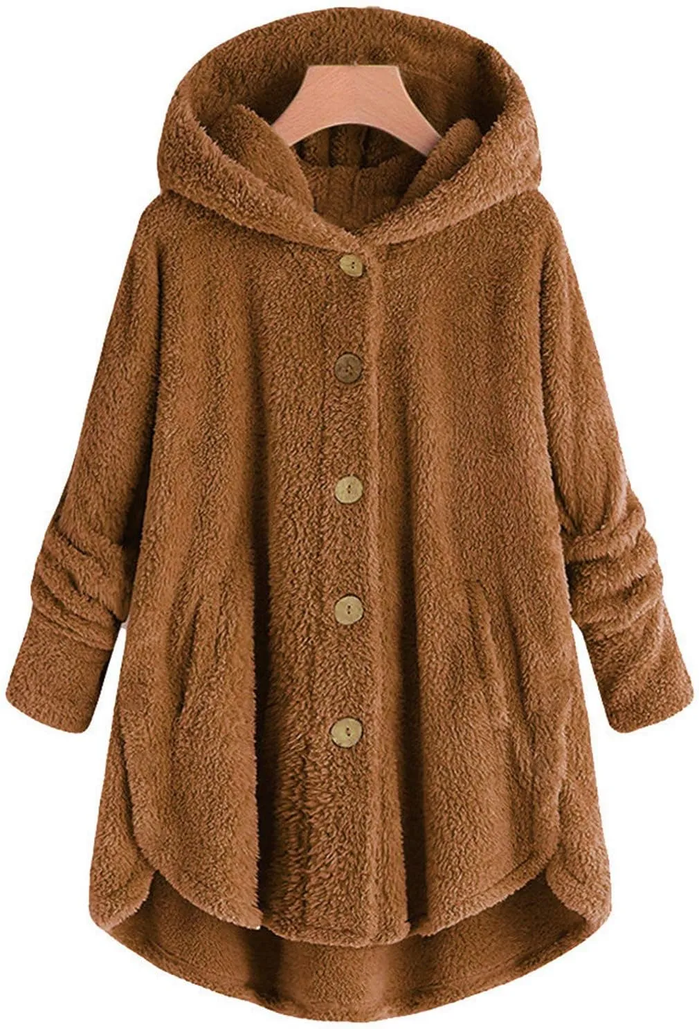 Womens Winter Jacket Coats Button Hem Plus Size Hoodie Top Sweater Blouse Thermal Sweatshirt Outerwear Women Winter