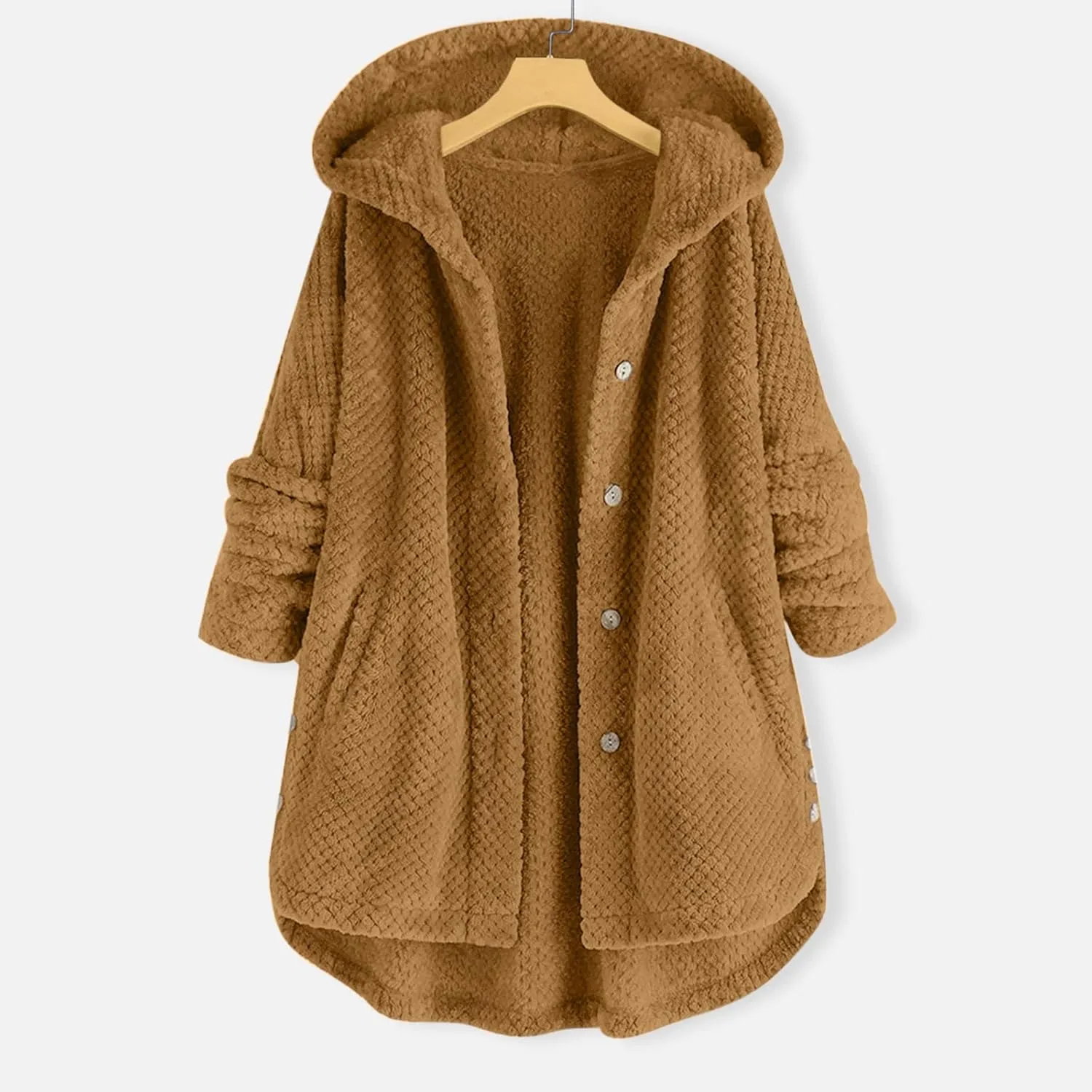 Womens Winter Jacket Coats Button Hem Plus Size Hoodie Top Sweater Blouse Thermal Sweatshirt Outerwear Women Winter